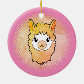 Schattige Llama Gezicht Stijl Drawing Pink Keramisch Ornament (Achterkant)