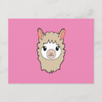 Schattige Llama Gezicht Tekening Roze
