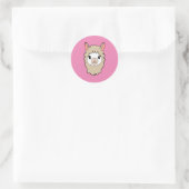 Schattige Llama Gezicht Tekening Roze Ronde Sticker (Tas)