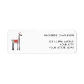 Schattige Llama retouradres Etiket (Voorkant)