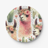 Schattige Llama Waterverf Papieren Bordje (Voorkant)