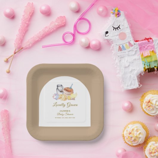 Schattige lokaal geteeld Boerderij Chicken Mouse B Papieren Bordje (Feest)