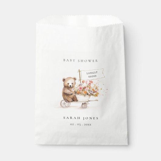 Schattige lokaal geteeld Teddy Floral Cart Baby sh Bedankzakje (Voorkant)
