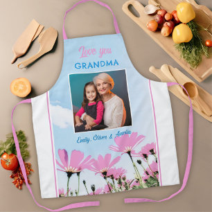 Schattige Love you Oma Pink Flowers Foto Schort