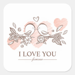 Schattige Lovebirds In Love Valentijn Sticker Seal