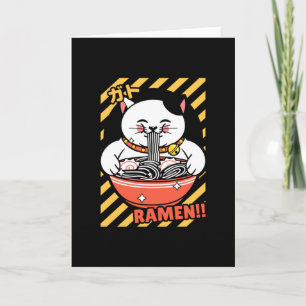 Schattige Lucky Cat uit Japan die Ramen eet Kaart