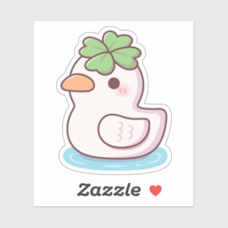 Schattige Lucky Ducky Vierbladige Klaver Sticker