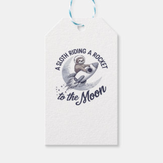 Schattige Luiaard Astronaut Riding Cadeaulabel