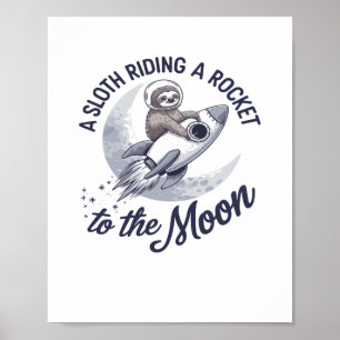 Schattige Luiaard Astronaut Riding Poster