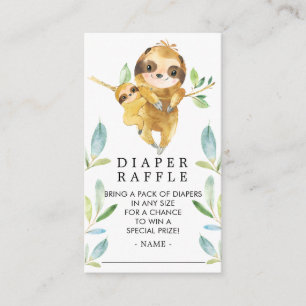 Schattige luiaard Baby shower luier Raffle Ticket Informatiekaartje