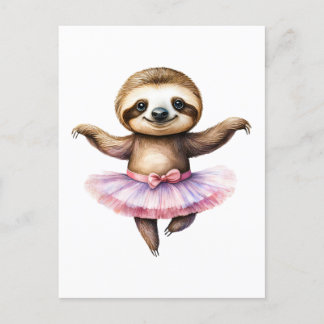 Schattige luiaard ballerina danst ballet feestdagenkaart
