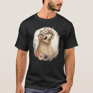 Schattige Luiaard Bloemenkroon Spiritueel Dier Blo T-shirt