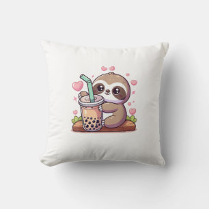 Schattige Luiaard Boba Bubble Melk Thee Kawaii Vro Kussen