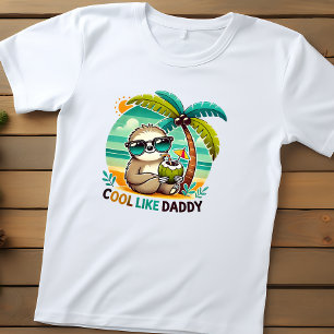 Schattige luiaard Cool als papa onder palmboom Kinder Shirts