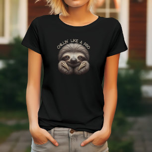 Schattige luiaard die chillt als een pro t-shirt
