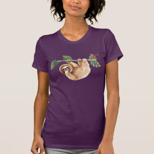 Schattige luiaard die ondersteboven hangt in water t-shirt