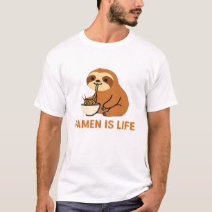 Schattige luiaard die Ramen eet � Grappig ontwerp T-shirt