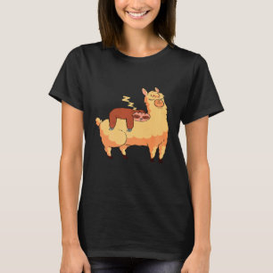 Schattige luiaard die slaapt bovenop een lama Sch T-shirt