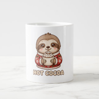 Schattige luiaard drinkt warme chocolademelk Kerst Extra Grote Beker