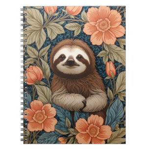 Schattige Luiaard Elegante Bloem William Morris Ge Notitieboek