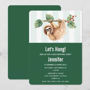 Schattige luiaard hangend ondersteboven waterverf  kaart