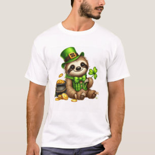 Schattige Luiaard Kabouter St. Patrick's Day Jonge T-shirt