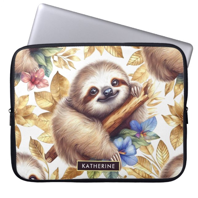  Schattige luiaard Laptop Sleeve (Voorkant)