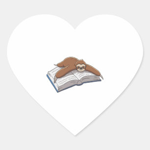 Schattige luiaard leesboek hart sticker
