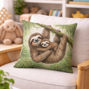 Schattige luiaard mama en baby jungle dieren kussen