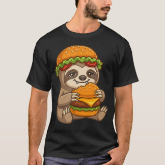 Schattige luiaard met cheeseburger t-shirt