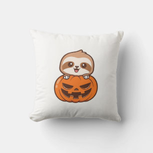 Schattige luiaard met pompoen Halloween-cartoon Ve Kussen