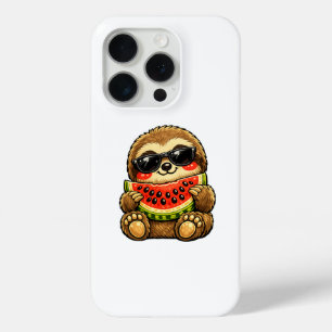 Schattige luiaard met watermeloen iPhone 15 pro case