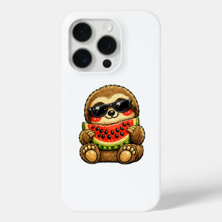 Schattige luiaard met watermeloen iPhone 15 pro case