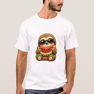 Schattige luiaard met watermeloen t-shirt