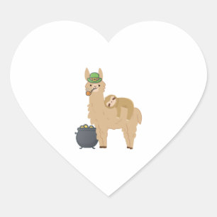 Schattige luiaard Ontspannen op een Llama Celebrat Hart Sticker
