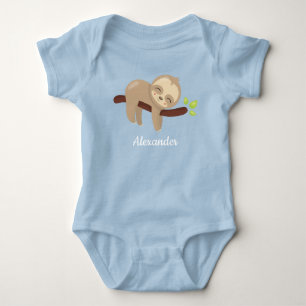 Schattige luiaard op boom Kawaii dierillustratie b Romper