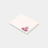 Schattige luiaard rijdt in een roze cabrio post-it® notes (Schuin)