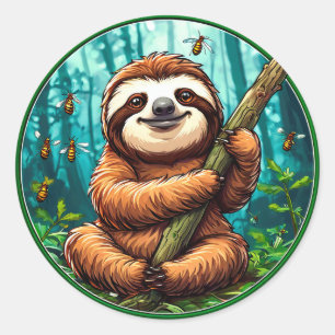 Schattige luiaard ronde sticker
