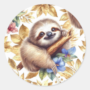 Schattige luiaard Ronde Sticker
