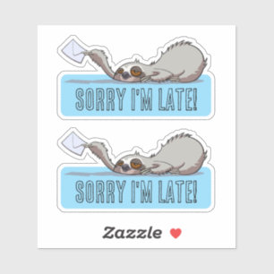 Schattige luiaard Sorry dat ik laat ben Funny vert Sticker