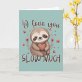 Schattige luiaard Valentijnsdag grap ik hou van je Kaart (Gele Bloem)