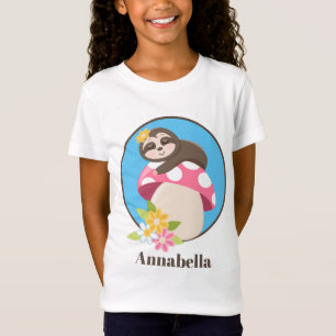 Schattige luiaard voeg naam meisjes toe t-shirt
