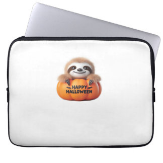 Schattige luiaard zit in een pompoen. Tekst Fijne  Laptop Sleeve