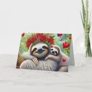 Schattige luiaardkinderen Valentijnsdag  Feestdagen Kaart