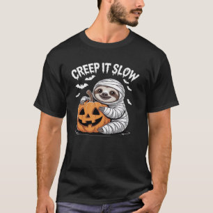 Schattige luiaardliefhebbers Funny Halloween-pompo T-shirt