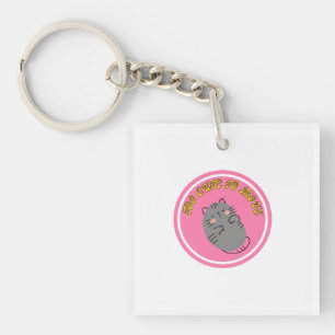 Schattige Luie Kat "Te Schattig Om Te Verhuizen" O Sleutelhanger