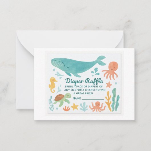 "Schattige Luier Raffle Ticket | Baby shower Invit Notitiekaartje (Voorkant)