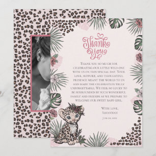Schattige Luipaard Safari Meisje Baby Shower Bedankkaart