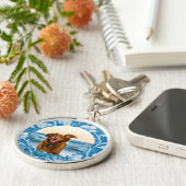 Schattige Maak Jouw Eigen Huisdier Foto Sleutelhan Sleutelhanger (Zijkant)