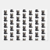 Schattige maar eng zwart kattenontwerp inpakpapier vel (Voorkant)